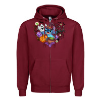 Burgundy stitch heart halloween Zipper Hoodie - AdoDesignShop