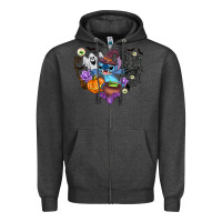 Charcoal Heather stitch heart halloween Zipper Hoodie - AdoDesignShop