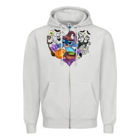 Dove Grey stitch heart halloween Zipper Hoodie - AdoDesignShop