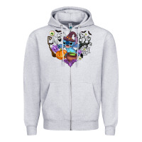 Heather Grey stitch heart halloween Zipper Hoodie - AdoDesignShop