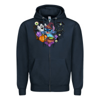 Navy stitch heart halloween Zipper Hoodie - AdoDesignShop