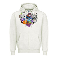 Oatmeal Heather stitch heart halloween Zipper Hoodie - AdoDesignShop