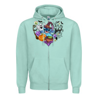 Seafoam stitch heart halloween Zipper Hoodie - AdoDesignShop