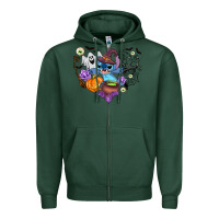 Sports Green stitch heart halloween Zipper Hoodie - AdoDesignShop