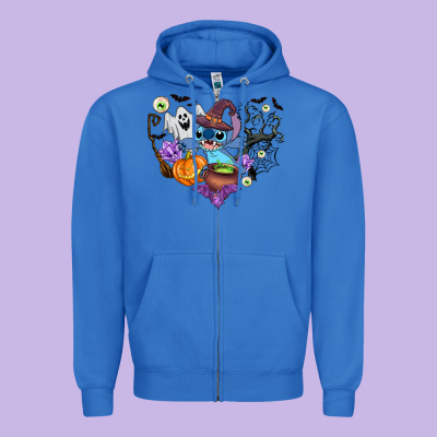Stitch Heart Halloween Zipper Hoodie Designed By Adodesignshop