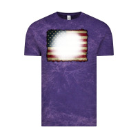 Cloud Purple American Flag Bleach Effect Vintage Tee - CowCowDesign