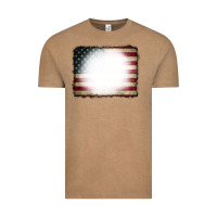 Vintage Coffee American Flag Bleach Effect Vintage Tee - CowCowDesign