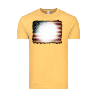 Vintage Mustard American Flag Bleach Effect Vintage Tee - CowCowDesign