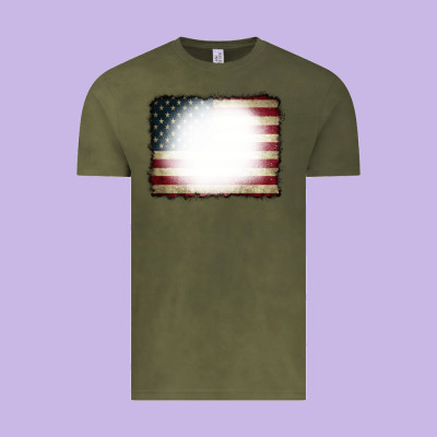 American Flag Bleach Effect Vintage Tee Designed By Cowcowdesign