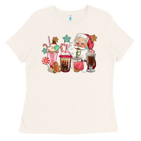 Bone pink santa christmas santa coffe cups Ladies Tee - CowGirlArtShop