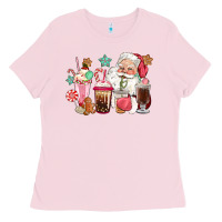 Bubblegum Pink pink santa christmas santa coffe cups Ladies Tee - CowGirlArtShop