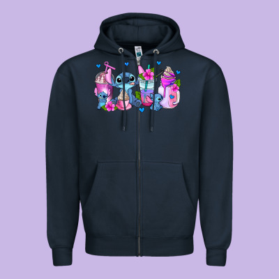 Stitch Coffee Cups Zipper Hoodie Designed By Adodesignshop