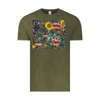 Vintage Olive America Flag Leopard Gemstone Sunflower Vintage Tee - CowCowDesign