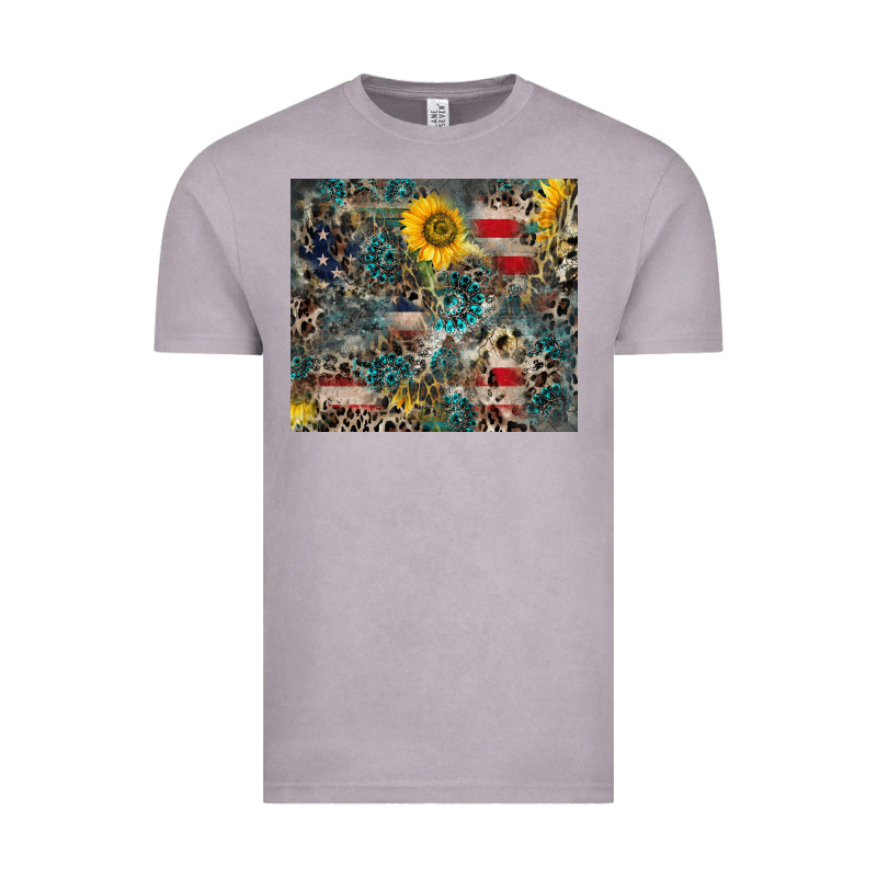 America Flag Leopard Gemstone Sunflower Vintage Tee by CowCowDesign | Teevron