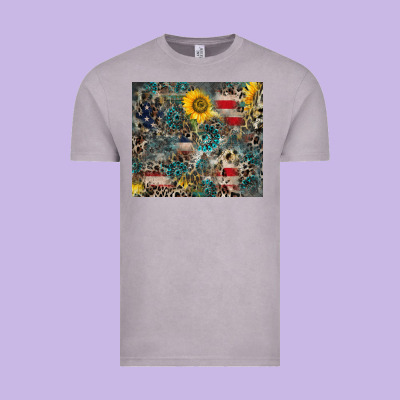 America Flag Leopard Gemstone Sunflower Vintage Tee Designed By Cowcowdesign