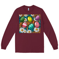 Burgundy Easter Eggs Tumbler Long Sleeve Tee - BundleAndBundleShop