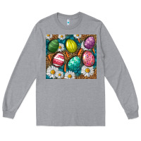 Heather Grey Easter Eggs Tumbler Long Sleeve Tee - BundleAndBundleShop