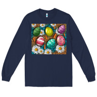 Navy Easter Eggs Tumbler Long Sleeve Tee - BundleAndBundleShop