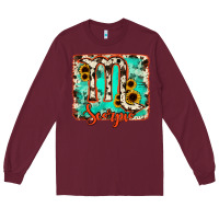 Burgundy Scorpio turquoise cowhide Long Sleeve Tee - RanaPortraitStore