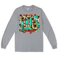 Heather Grey Scorpio turquoise cowhide Long Sleeve Tee - RanaPortraitStore