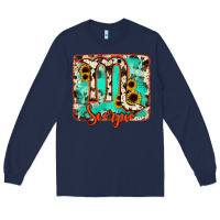 Navy Scorpio turquoise cowhide Long Sleeve Tee - RanaPortraitStore