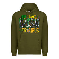 Army Green Half Irish All Trouble Premium Hoodie - CowhideDigitalArt