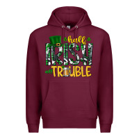 Burgundy Half Irish All Trouble Premium Hoodie - CowhideDigitalArt