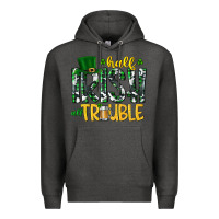 Charcoal Heather Half Irish All Trouble Premium Hoodie - CowhideDigitalArt
