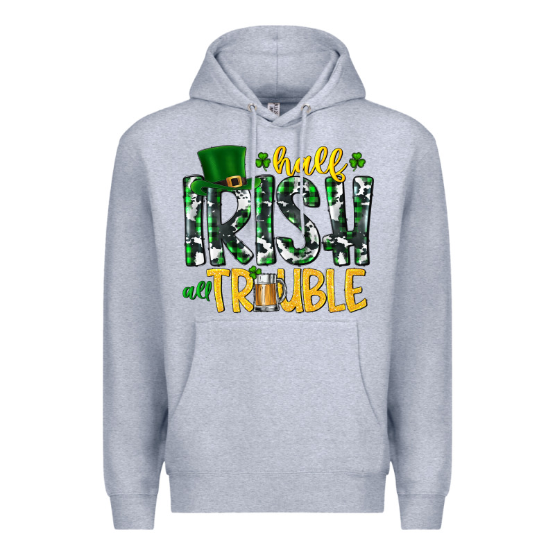 Half Irish All Trouble Premium Hoodie by CowhideDigitalArt | Teevron