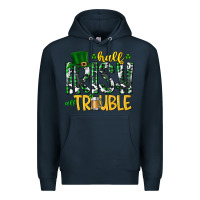 Navy Half Irish All Trouble Premium Hoodie - CowhideDigitalArt