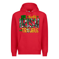 Red Half Irish All Trouble Premium Hoodie - CowhideDigitalArt