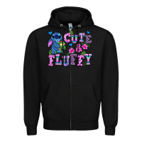 Black cute and fluffy stitch Zipper Hoodie - AdoDesignShop