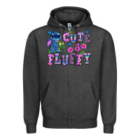 Charcoal Heather cute and fluffy stitch Zipper Hoodie - AdoDesignShop