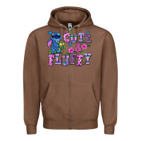 Chestnut cute and fluffy stitch Zipper Hoodie - AdoDesignShop