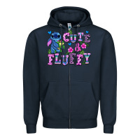 Navy cute and fluffy stitch Zipper Hoodie - AdoDesignShop