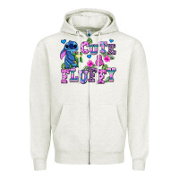 Oatmeal Heather cute and fluffy stitch Zipper Hoodie - AdoDesignShop