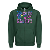 Sports Green cute and fluffy stitch Zipper Hoodie - AdoDesignShop