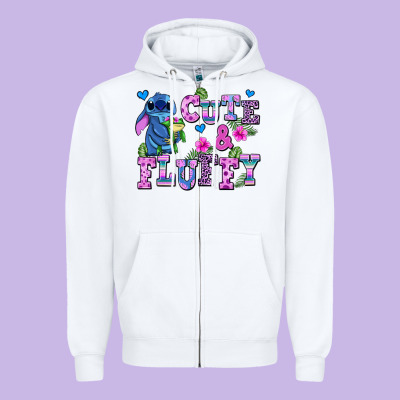 Cute And Fluffy Stitch Zipper Hoodie Designed By Adodesignshop