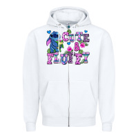White cute and fluffy stitch Zipper Hoodie - AdoDesignShop