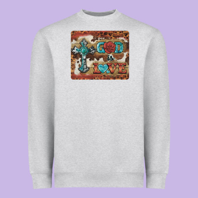God Is Love Cross Heavyweight Sweatshirt Designed By Barkaloodesign