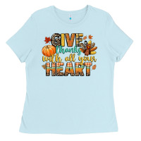 Baby Blue give thanks with all your heart Ladies Tee - CowGirlArtShop
