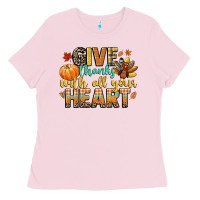 Bubblegum Pink give thanks with all your heart Ladies Tee - CowGirlArtShop