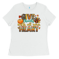 White give thanks with all your heart Ladies Tee - CowGirlArtShop