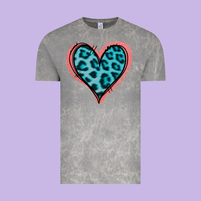 Blue Leopard Heart Vintage Tee Designed By Jasminsmagicworld