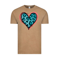 Vintage Coffee Blue Leopard Heart Vintage Tee - Jasminsmagicworld