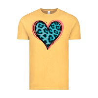 Vintage Mustard Blue Leopard Heart Vintage Tee - Jasminsmagicworld