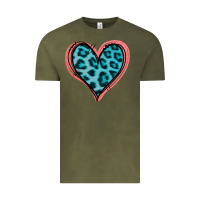 Vintage Olive Blue Leopard Heart Vintage Tee - Jasminsmagicworld