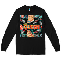 Black nail queen hand and polish with lights and leopard seamless pattern bb Long Sleeve Tee - BundleAndBundleShop