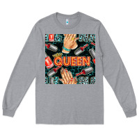 Heather Grey nail queen hand and polish with lights and leopard seamless pattern bb Long Sleeve Tee - BundleAndBundleShop