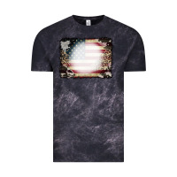 Cloud Black American Flag Cowhide Leopard Bleach Effect Vintage Tee - CowCowDesign